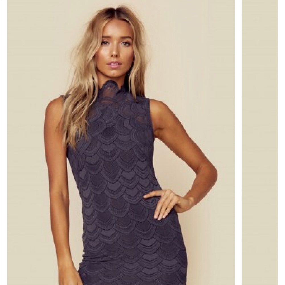 Nightcap Victorian lace sleeve dress in ash